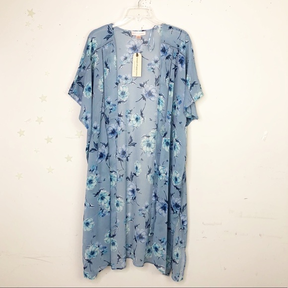 BAND of Gypsies blue floral duster kimono - Picture 4 of 7
